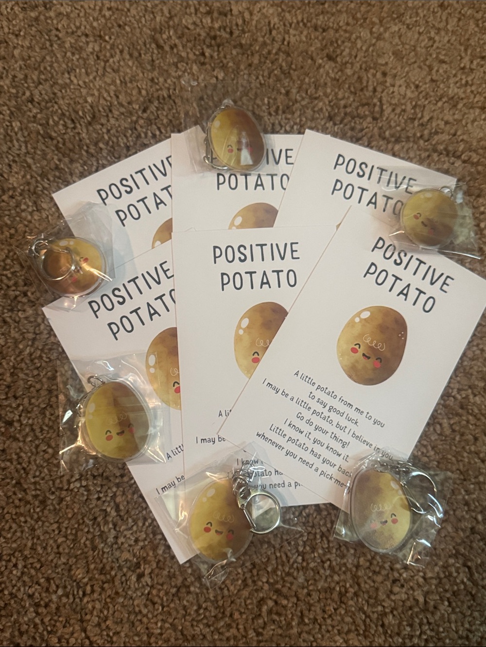 Pack of 6 Positive Potato Enamel Keychain with Card - 4 Pack